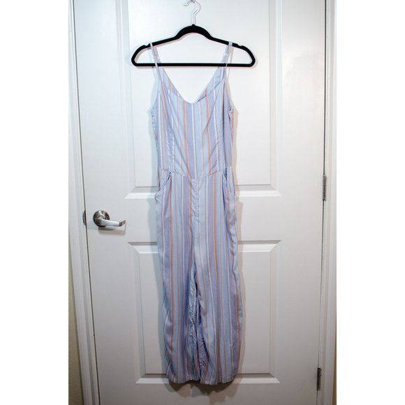 PURE blue striped wide leg romper XS - Picture 2 of 6